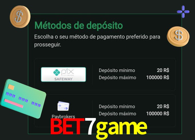 O cassino bet7game oferece uma grande variedade de métodos de pagamento